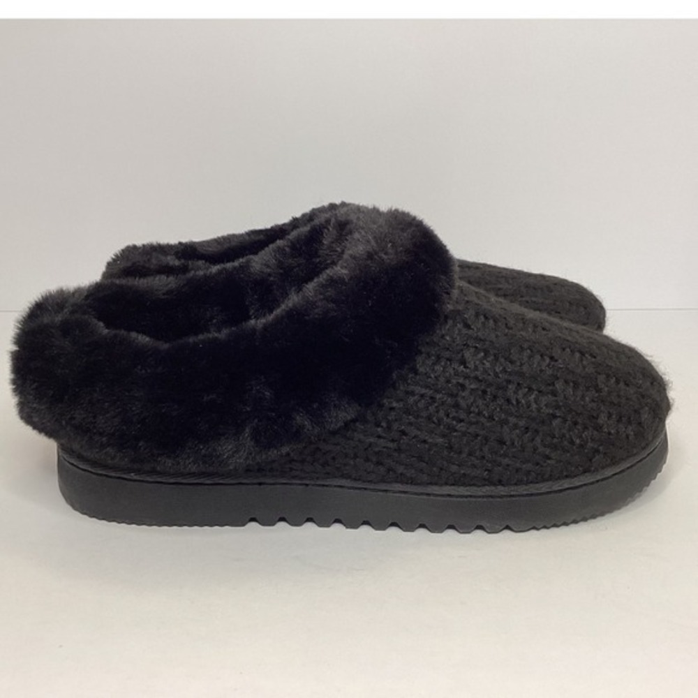 Dearfoams Comfy Knit Women's Slippers Size 7/8 Medium Black NIB